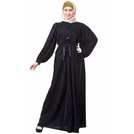 Designer velvet Bridal abaya- Blue